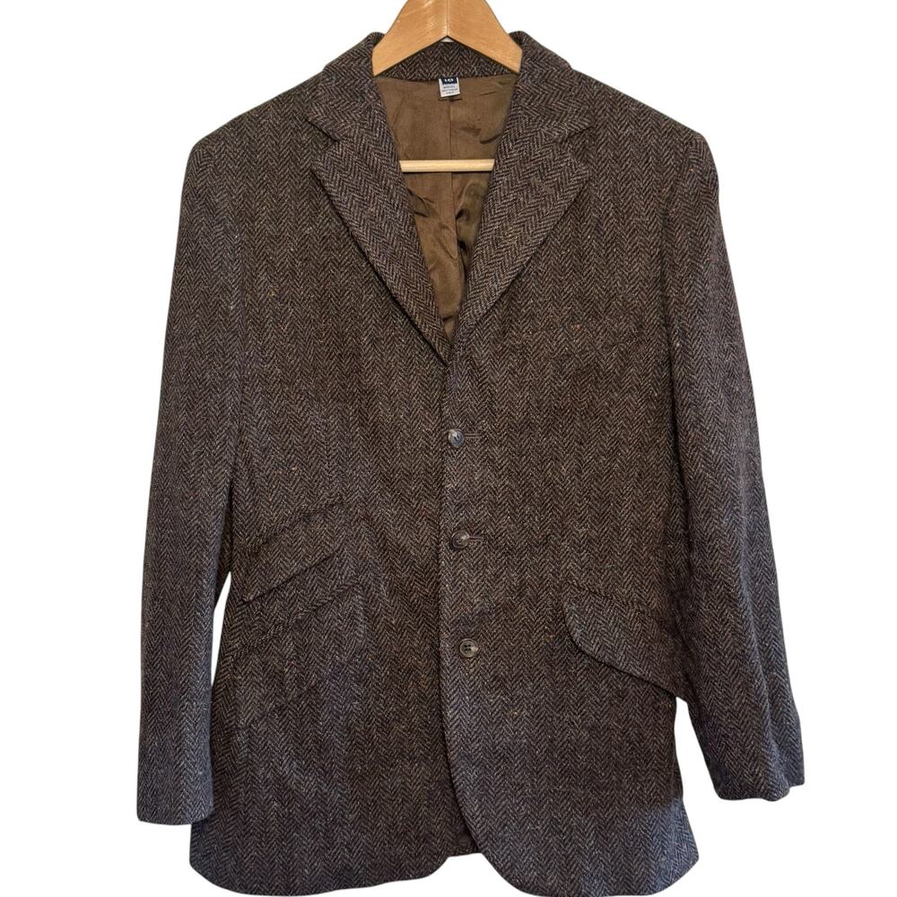 Vtg Ralph Lauren Made in USA 100% Wool Herringbone Size 10 3 Button Blazer